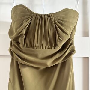 Elegant Olive Green Strapless Dress